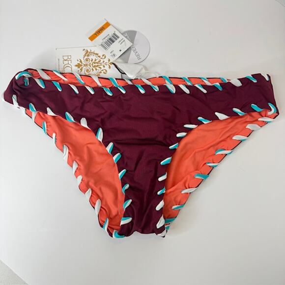 Becca Reversible Small Camille Hipster Bikini Bottom Cabernet - Picture 3 of 14